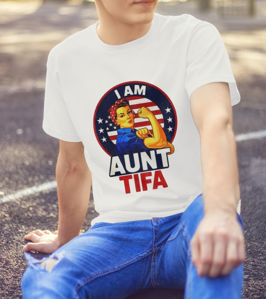 I Am Aunt Tifa Feminist Vintage American Flag T-Shirt