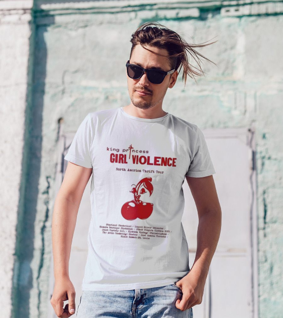 King Princess Girl Violence North America Thrift Tour Cherry Dates 2025 T-Shirt