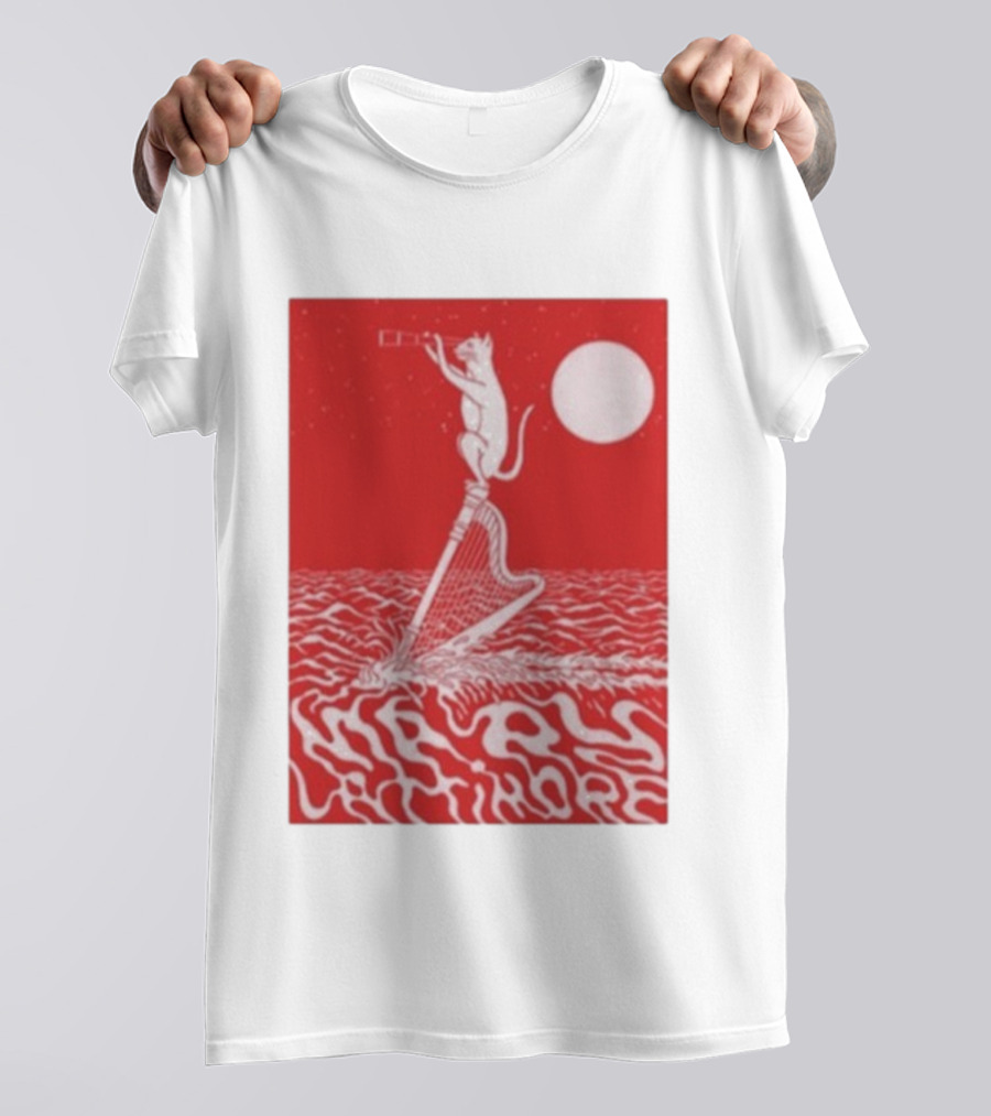 Mary Lattimore Harp Cat Under Full Moon T-Shirt