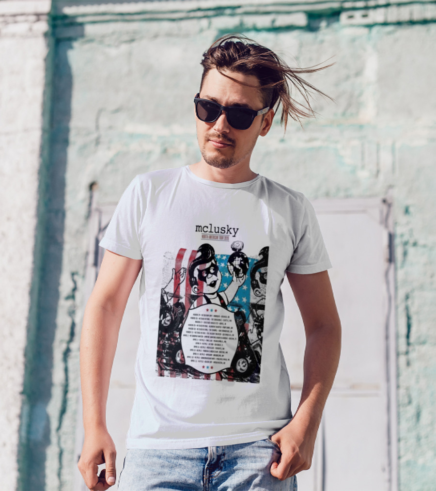 Mclusky North American 2026 Tour Red Blue Stripes March April Dates T-Shirt