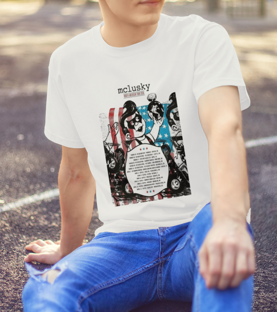 Mclusky North American 2026 Tour Red Blue Stripes March April Dates T-Shirt