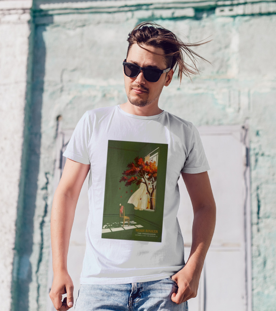 Noah Rinker The Troubadour Los Angeles Oct 21 2025 Autumn Tree Window Scene T-Shirt