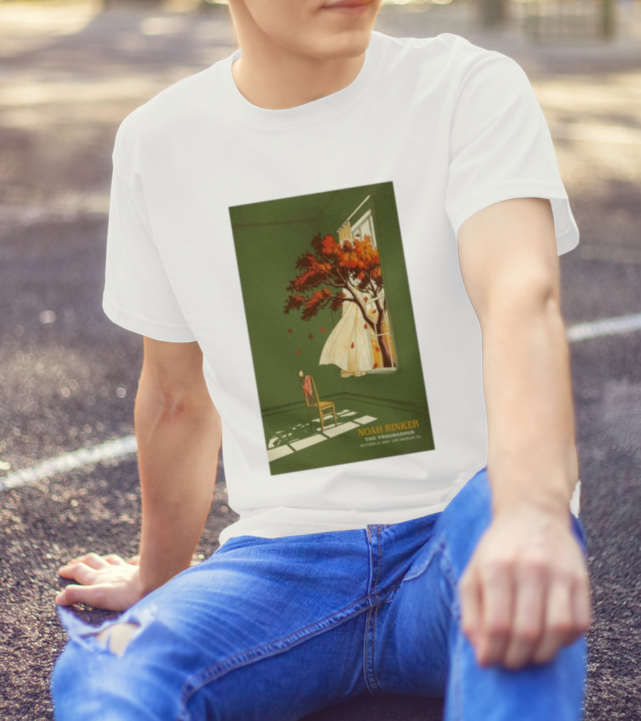 Noah Rinker The Troubadour Los Angeles Oct 21 2025 Autumn Tree Window Scene T-Shirt