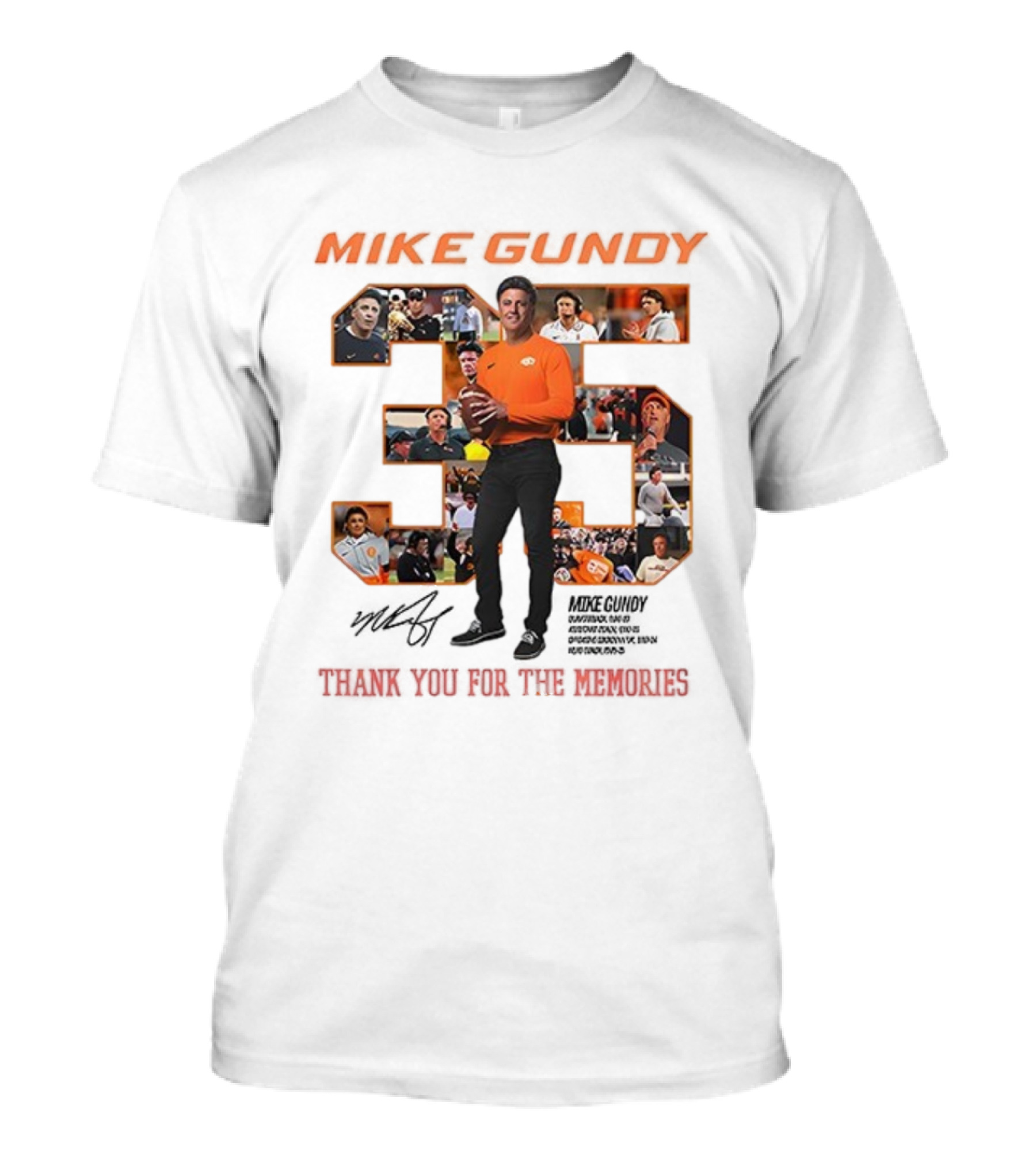 Mike Gundy 35 Years OSU Cowboy Football Thank You For The Memories T-Shirt