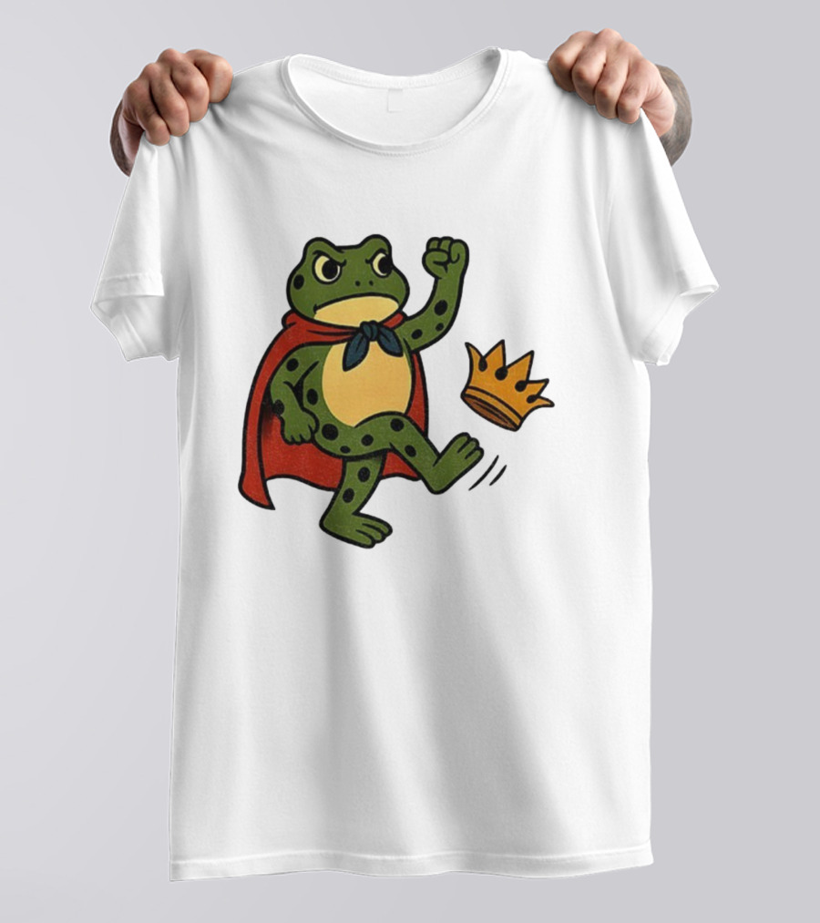 Portland Frog No Kings In America Anti Trump Kicking Crown T-Shirt