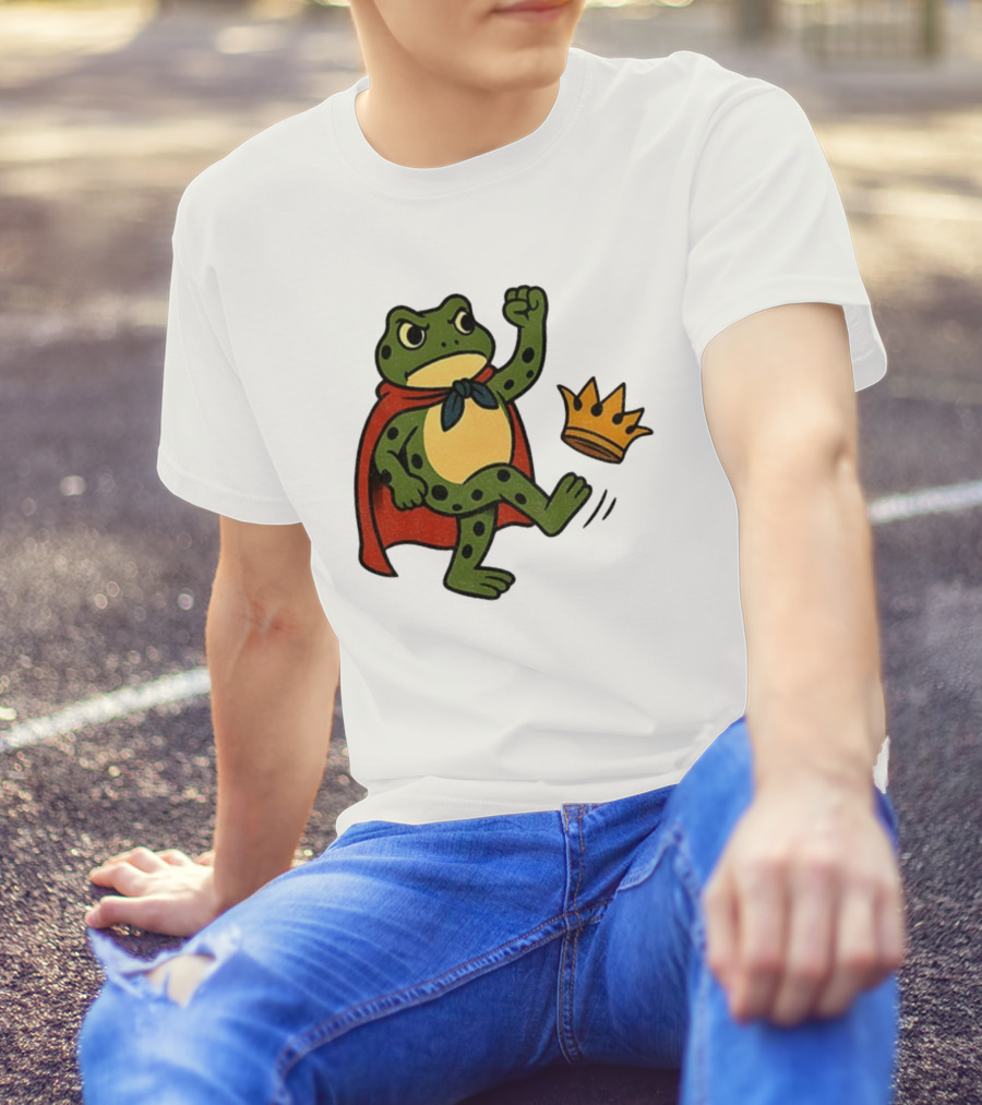 Portland Frog No Kings In America Anti Trump Kicking Crown T-Shirt