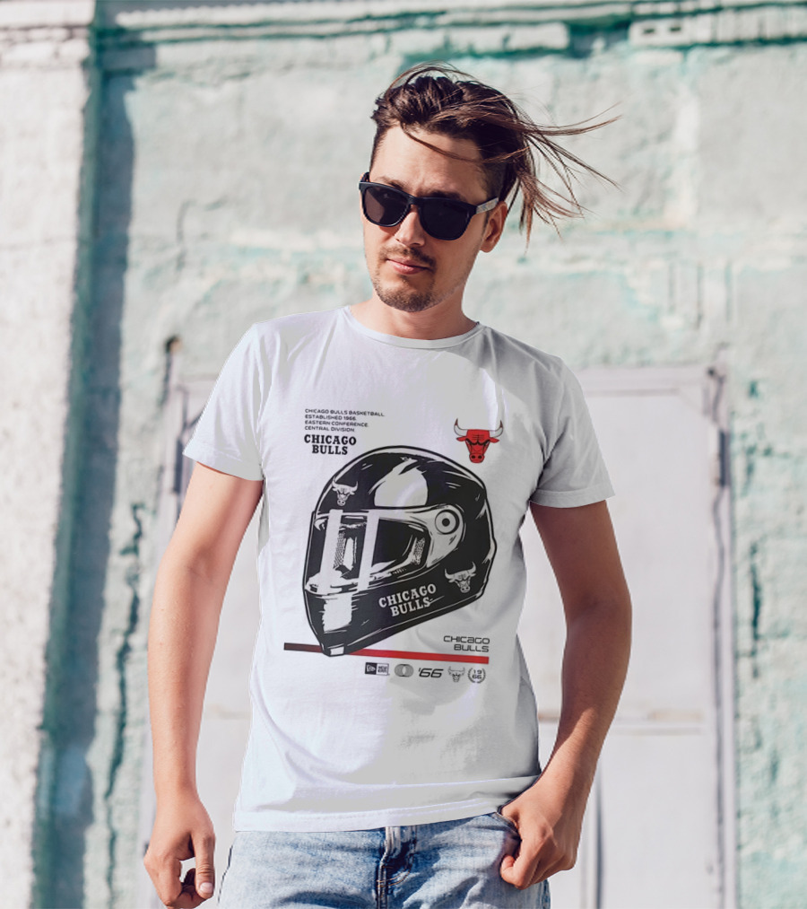 Chicago Bulls Basketball Est 1966 Eastern Conference Central Division Helmet T-Shirt