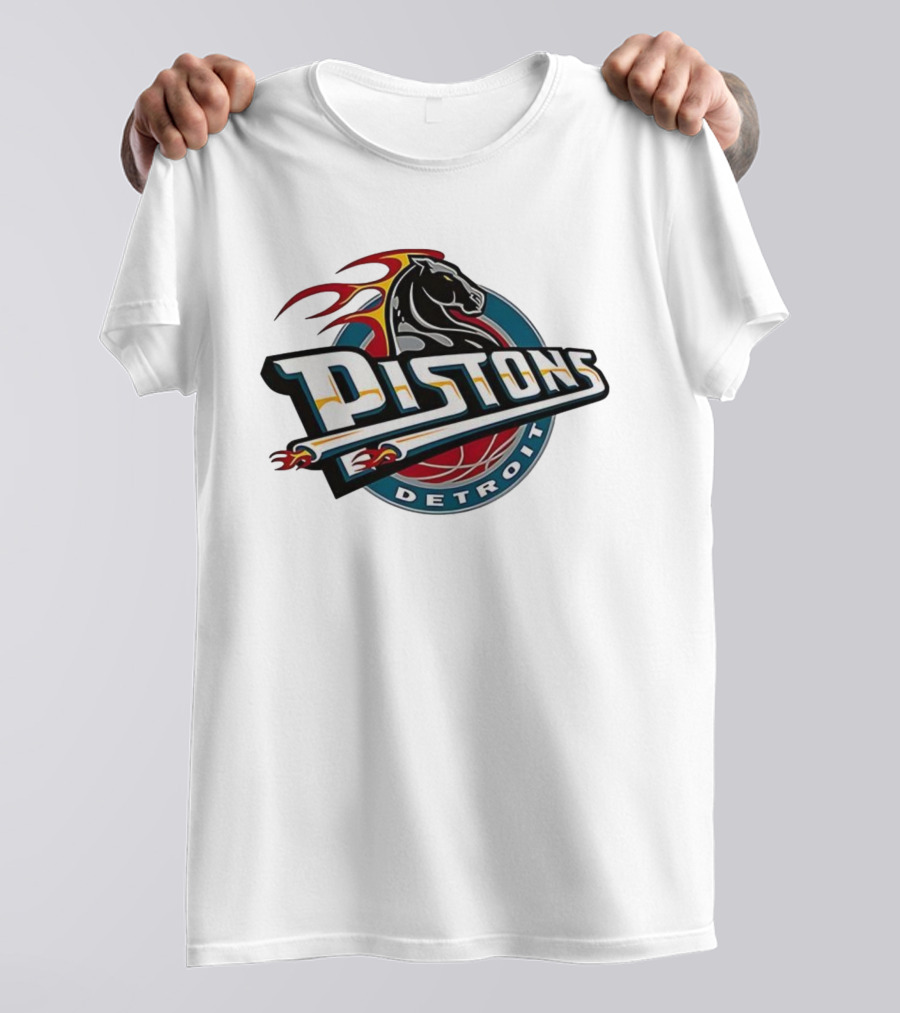 Detroit Pistons Retro Fire Horse Emblem T-Shirt