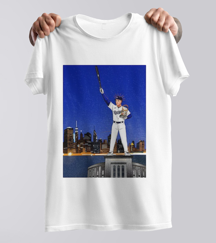 Freddie Freeman Dodgers Statue Of Liberty New York Skyline 2024 MVP T-Shirt