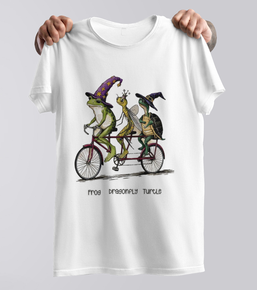 Witch Frog Dragonfly Turtle Halloween FDT Anti Trump Riding Bicycle T-Shirt