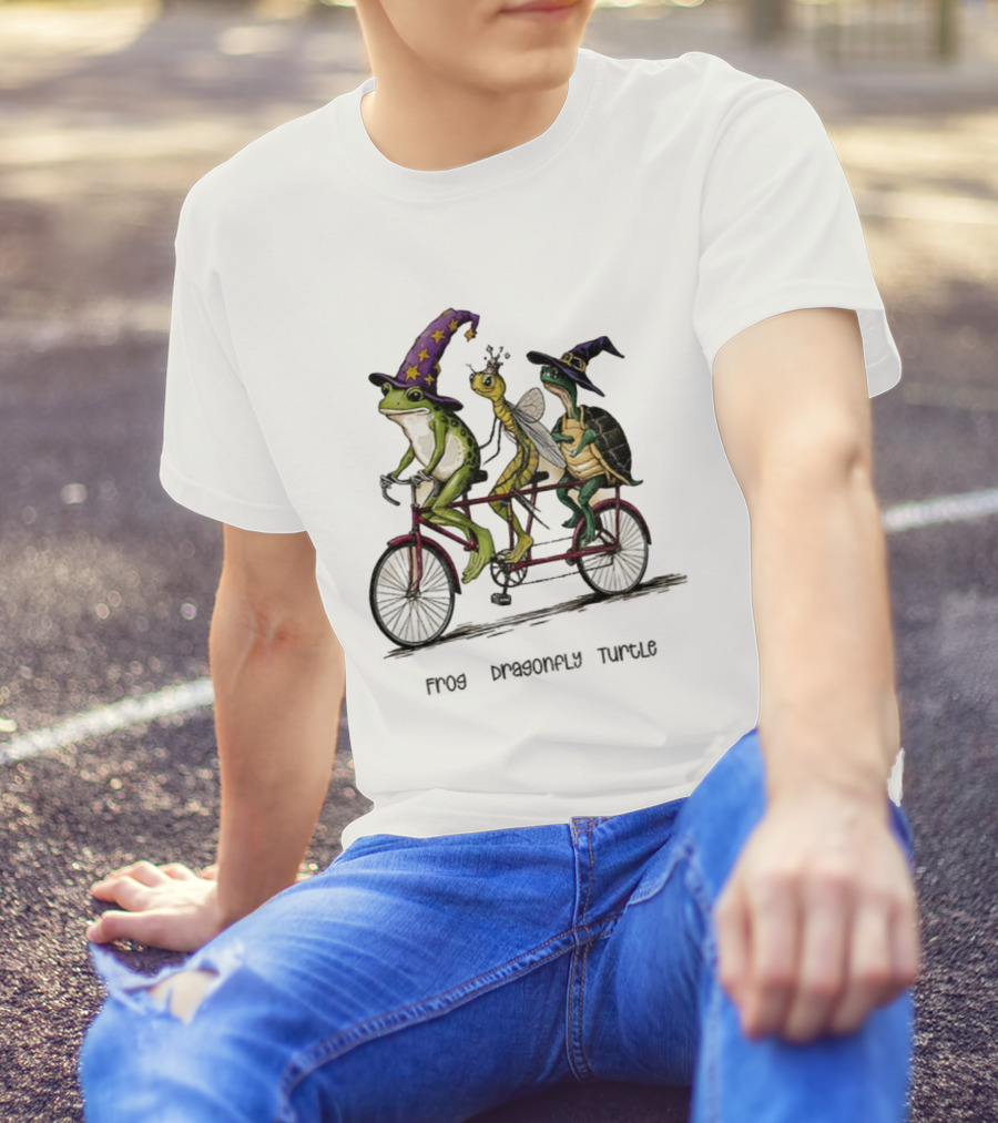 Witch Frog Dragonfly Turtle Halloween FDT Anti Trump Riding Bicycle T-Shirt