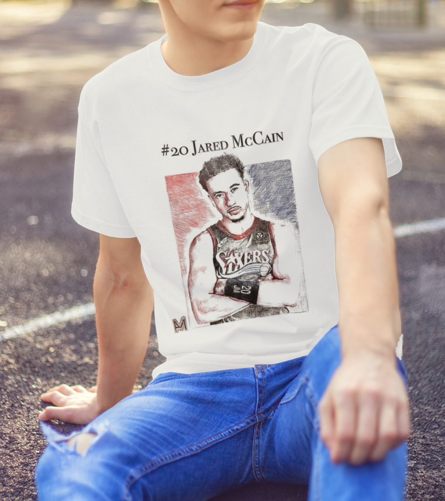 Jared McCain #20 Philadelphia 76ers Basketball Sketch T-Shirt