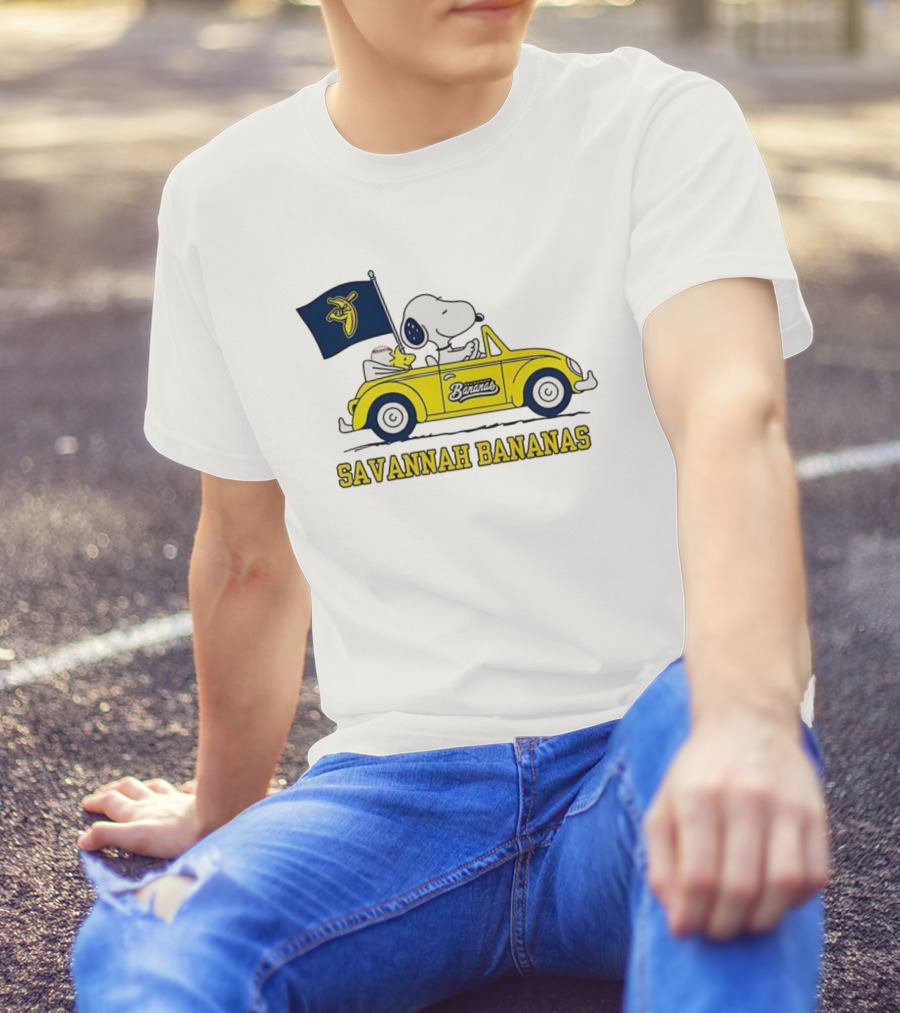 Snoopy Woodstock Driving Savannah Bananas Baseball Car T-Shirt