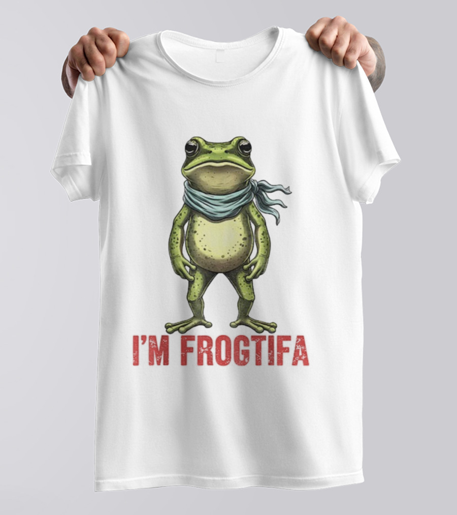 Portland Freedom Frog I’m Frogtifa Anti-ICE Resistance Scarf-Wearing Frog T-Shirt