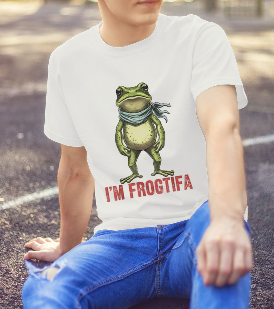 Portland Freedom Frog I’m Frogtifa Anti-ICE Resistance Scarf-Wearing Frog T-Shirt