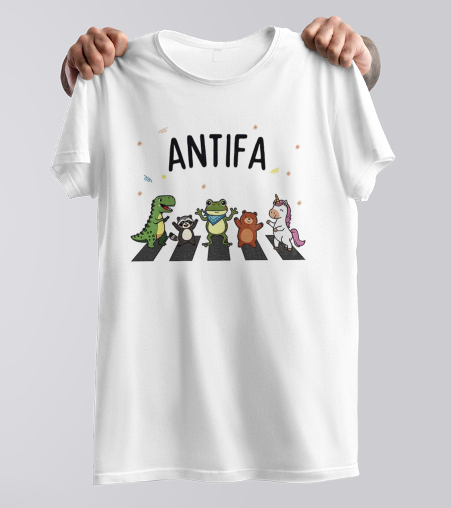 ANTIFA Portland Dancing Frog Dinosaur Raccoon Bear Unicorn T-Shirt