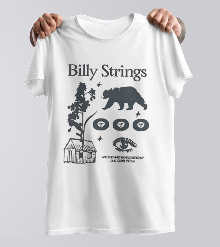 Billy Strings Cabin Bear Tree Rings Eye And Rustic Cabin T-Shirt