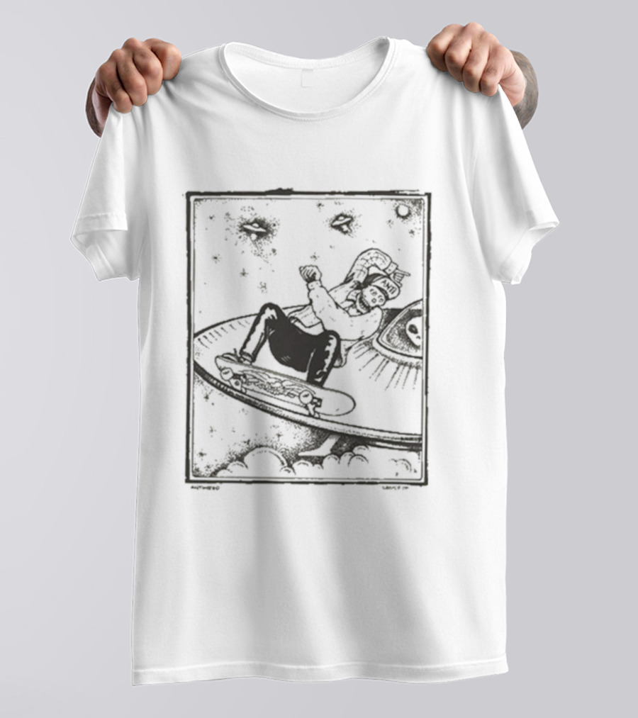 Antihero Peter Hewitt Lance Mountain Skateboarding UFO Adventure In Space T-Shirt