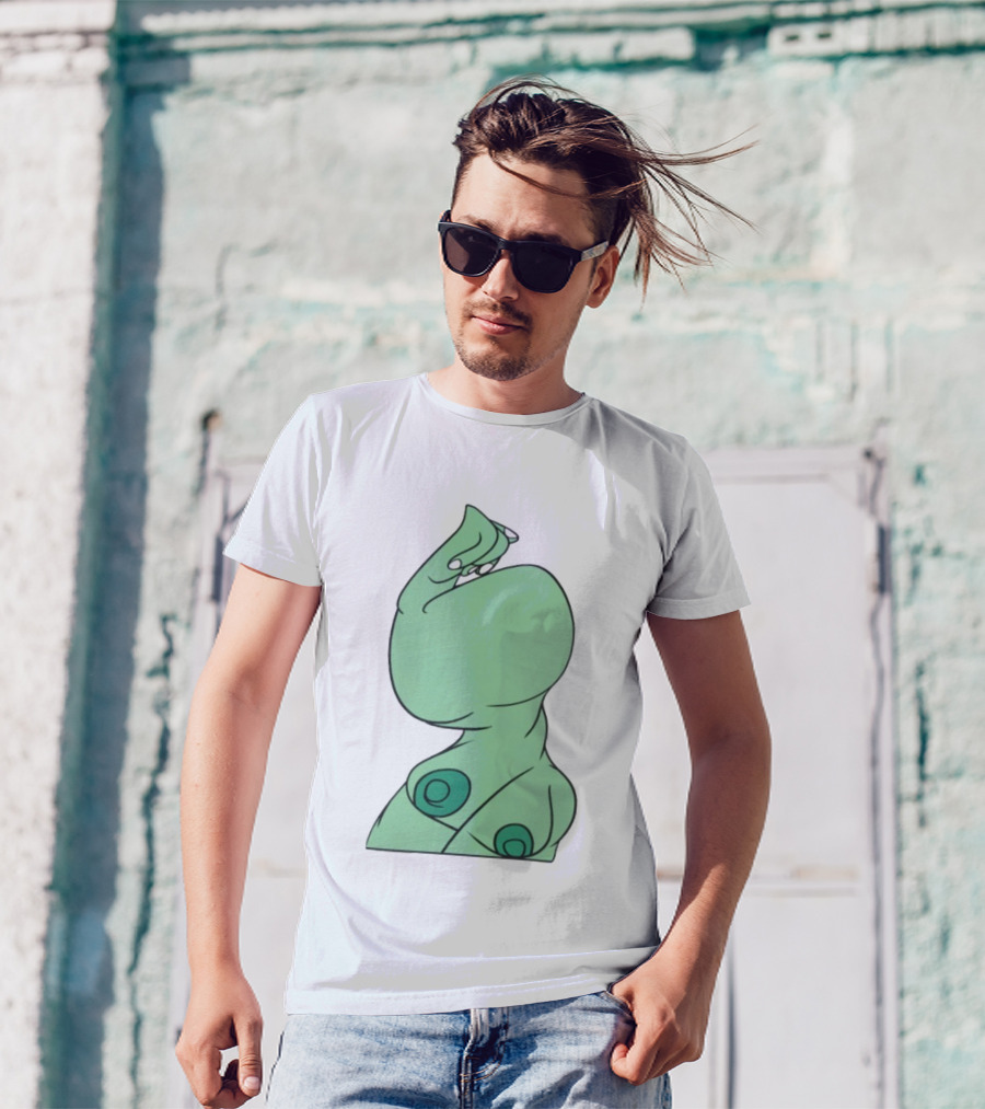 Bicep Flexing Cartoon Figure With Green Color Theme Pasadena T-Shirt