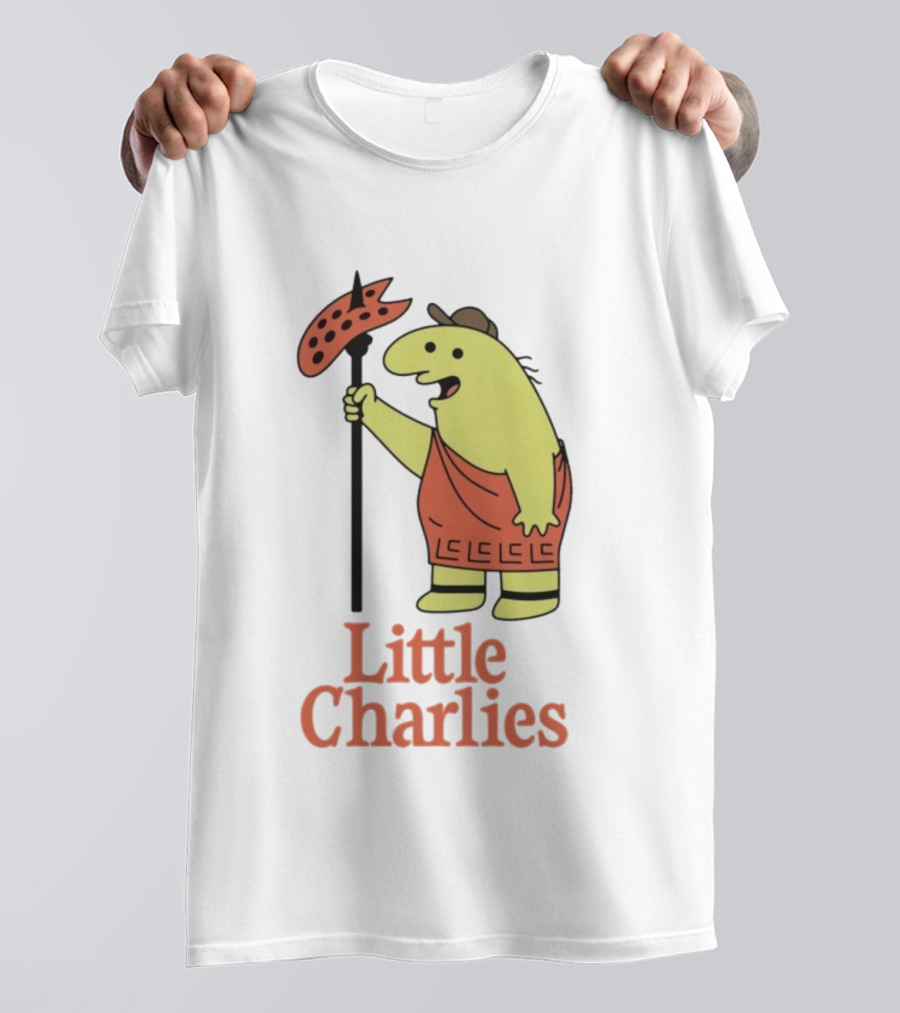 Little Charlies Cartoon Character With Tribal Shield T-Shirt