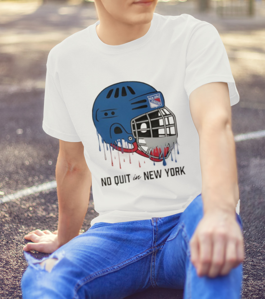 New York Rangers Drippy Helmet No Quit T-Shirt