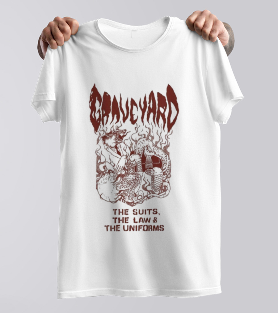 Graveyard The Suits The Law The Uniforms Goliath Skeleton Artwork T-Shirt
