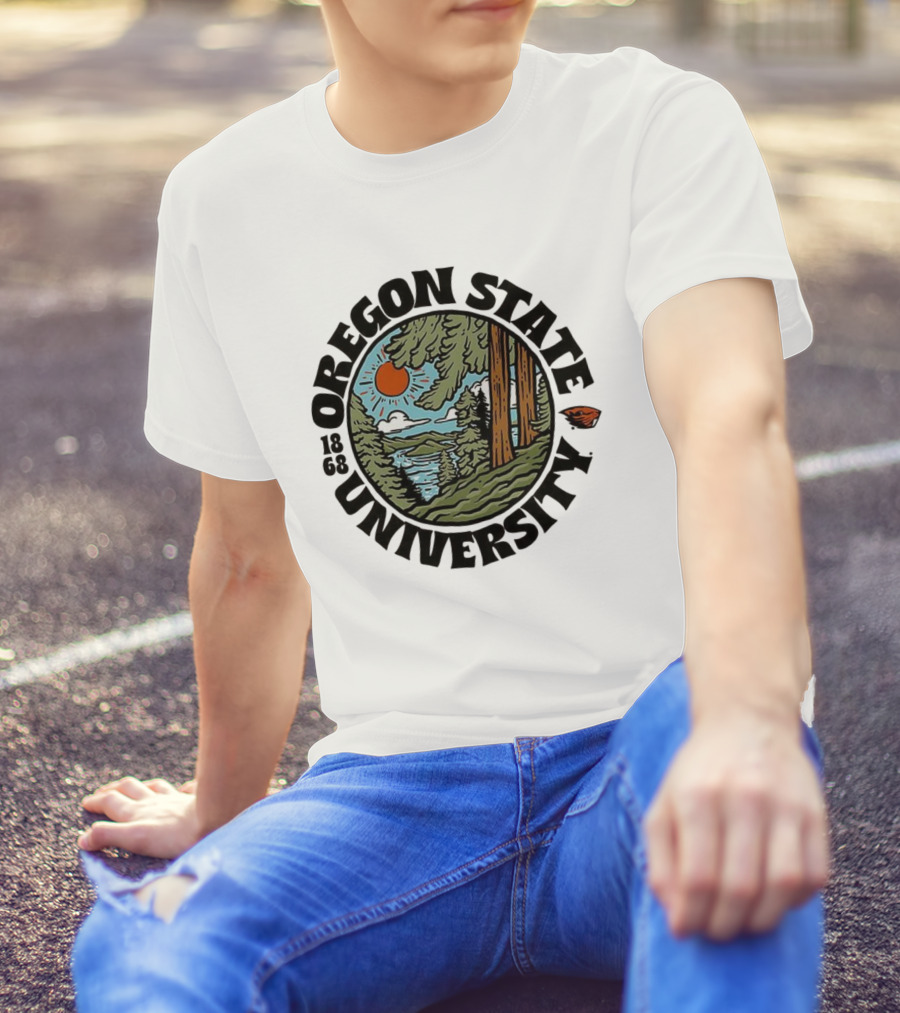 Oregon State University Beavers Football Est 1868 Scenic Landscape T-Shirt