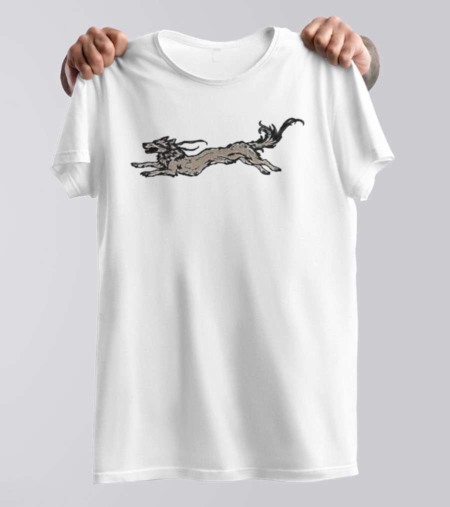 Pink Water Gun Wolf Running Vintage Style T-Shirt