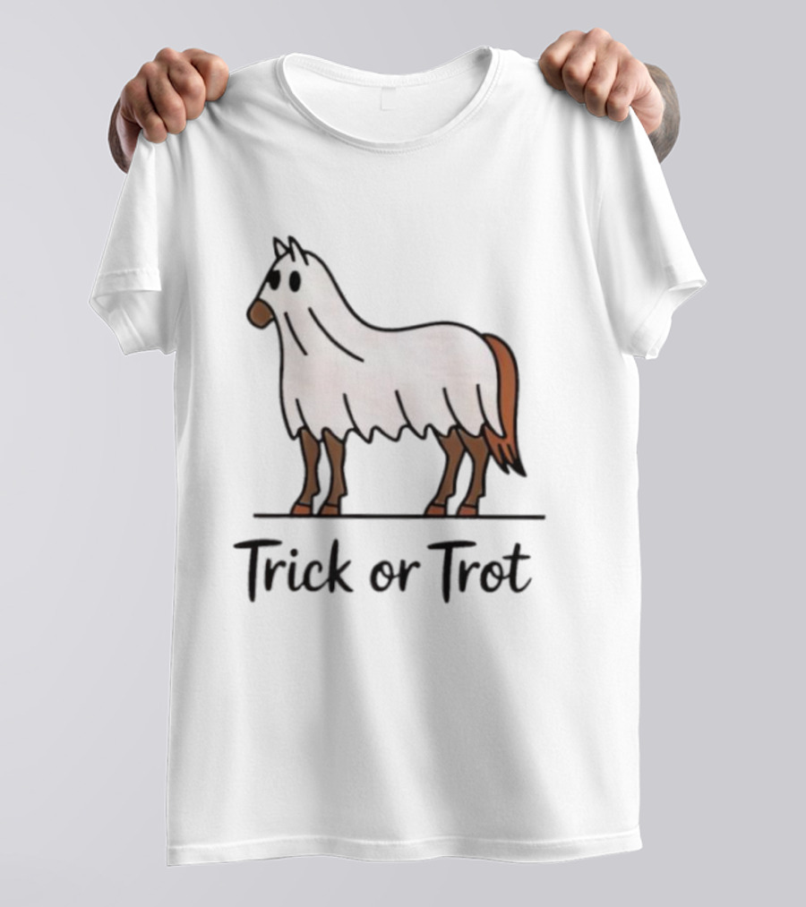 Trick Or Trot Halloween Horse Lover Cute Ghost Costume T-Shirt