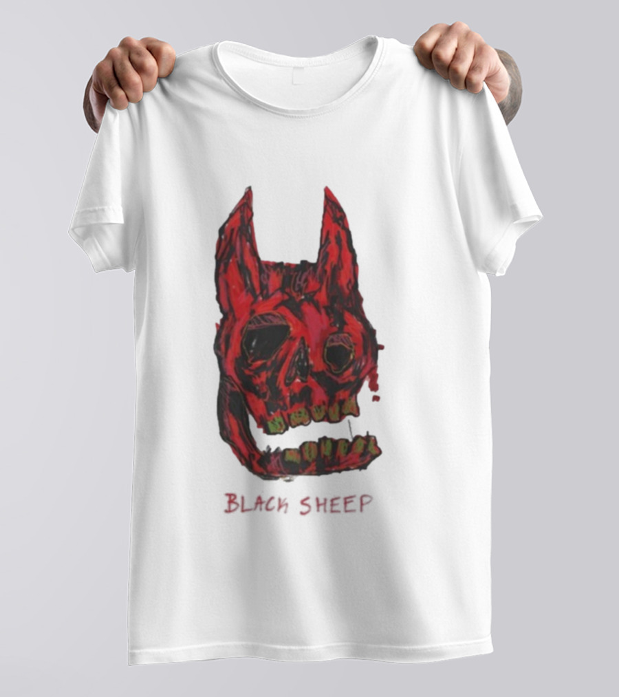 Caskey Black Sheep Skull Red Demon Mask T-Shirt