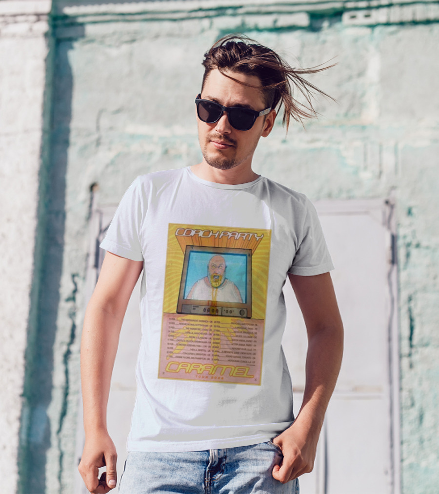 Coach Party Caramel Tour 2026 Concert Dates And Venues With Retro TV Illustration T-Shirt