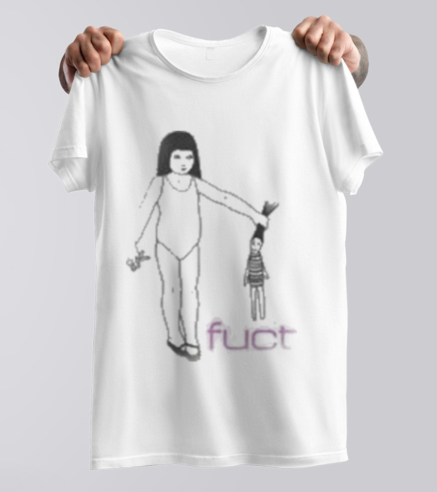 Fuct Scissor Psychosis Drawing With Figure Holding Object T-Shirt