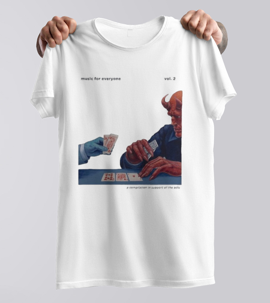 L.S. Dunes Music For Everyone Vol. 2 Satan Card Game Demon Illustration T-Shirt