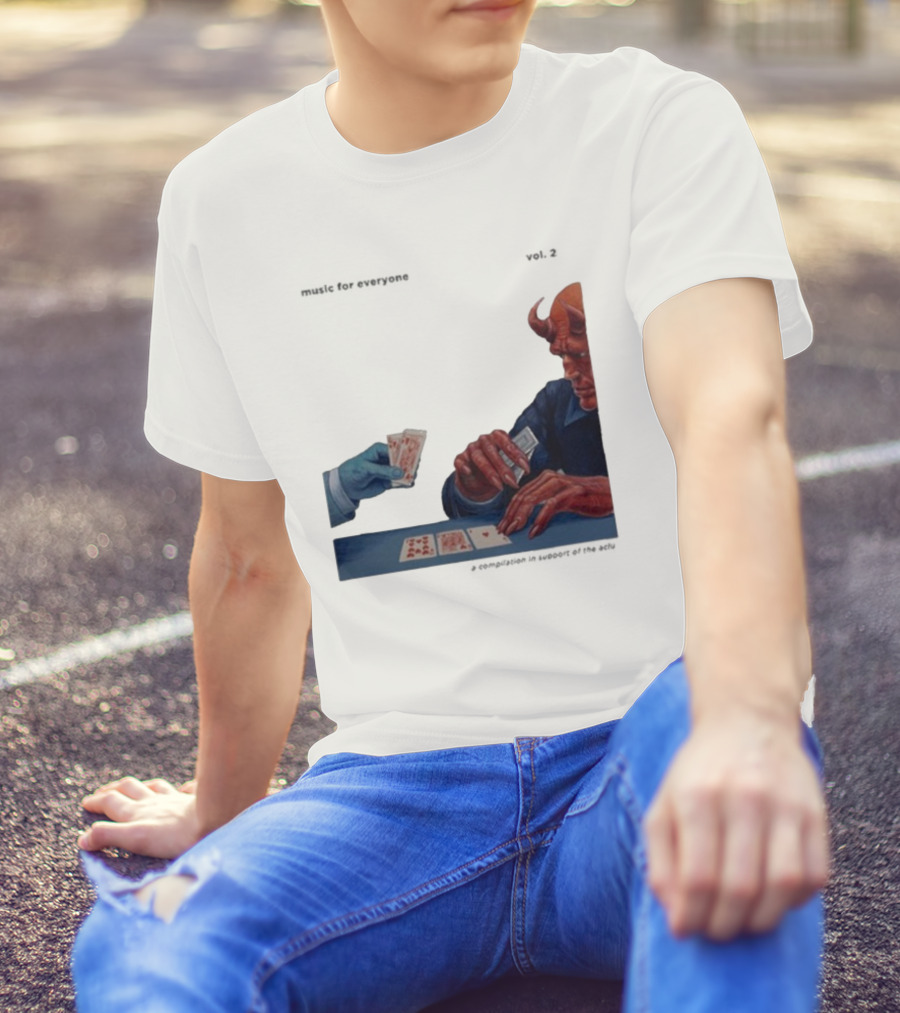 L.S. Dunes Music For Everyone Vol. 2 Satan Card Game Demon Illustration T-Shirt