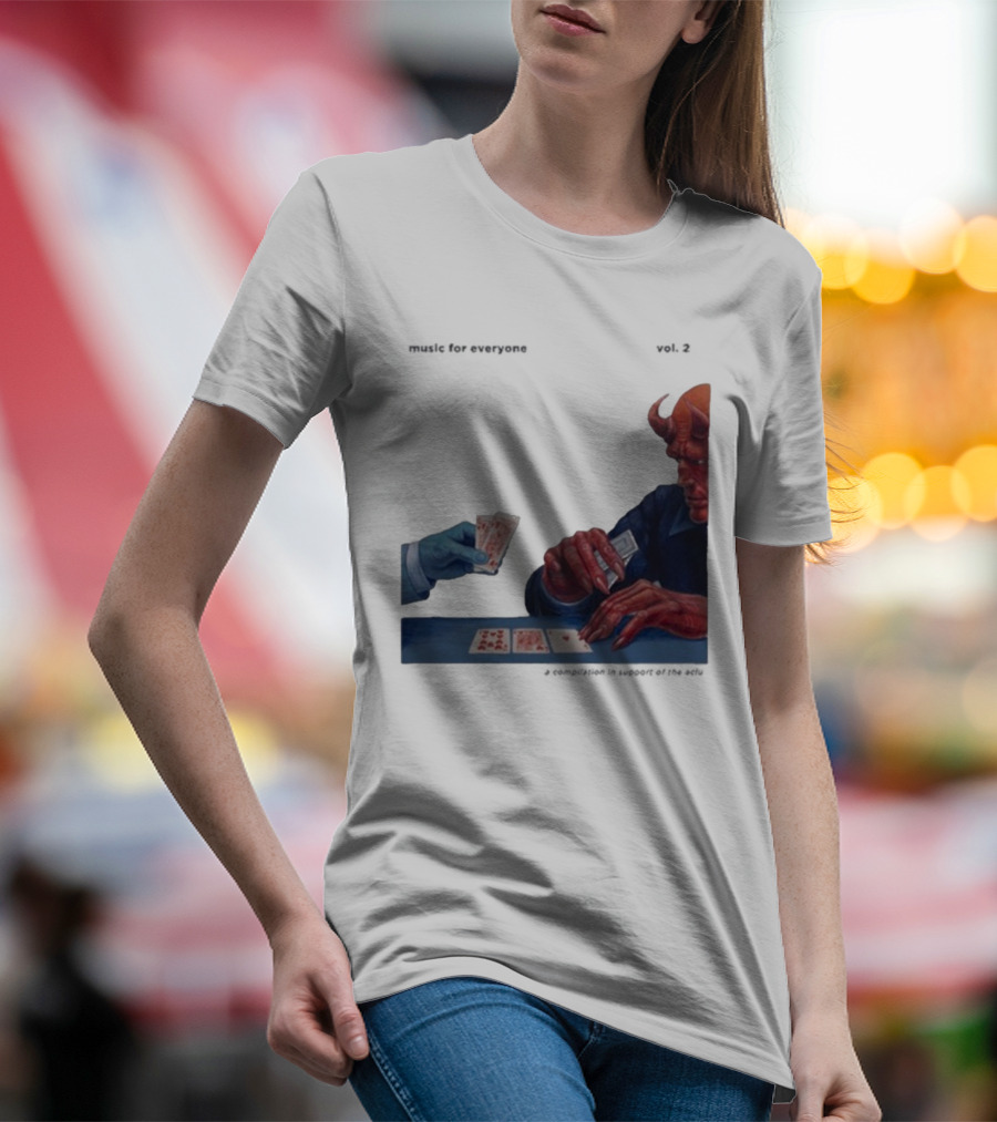 L.S. Dunes Music For Everyone Vol. 2 Satan Card Game Demon Illustration T-Shirt