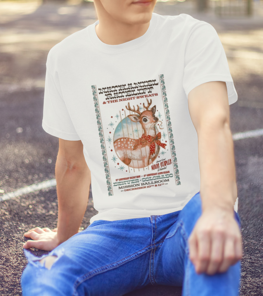 Nathaniel Rateliff Night Sweats Dec 10 11 2025 Mission Ballroom Denver CO Fawn And Deer Bolo Tie T-Shirt