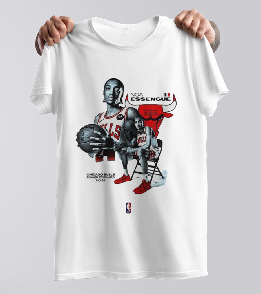 Noa Essengue Chicago Bulls Power Forward NBA Basketball Number 24 T-Shirt