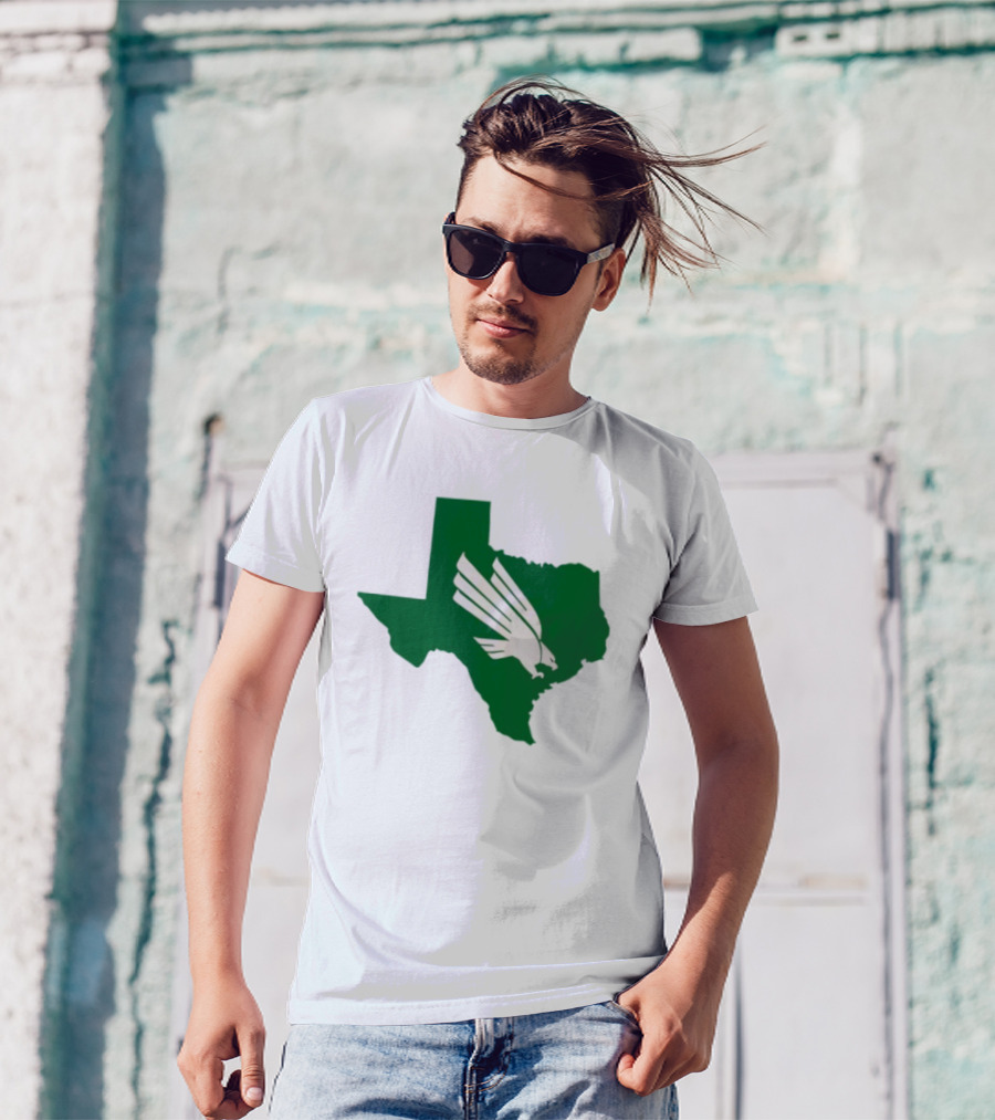 North Texas State Texas Diving Eagle Green Map T-Shirt