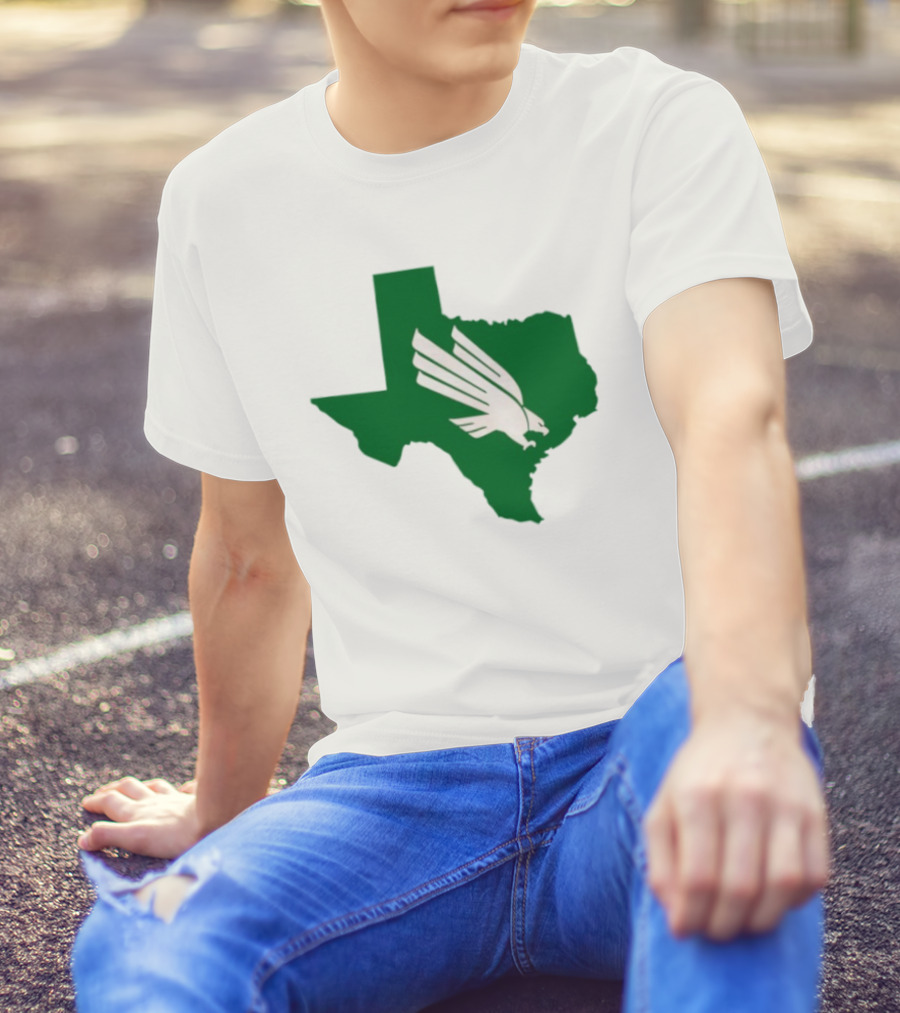 North Texas State Texas Diving Eagle Green Map T-Shirt