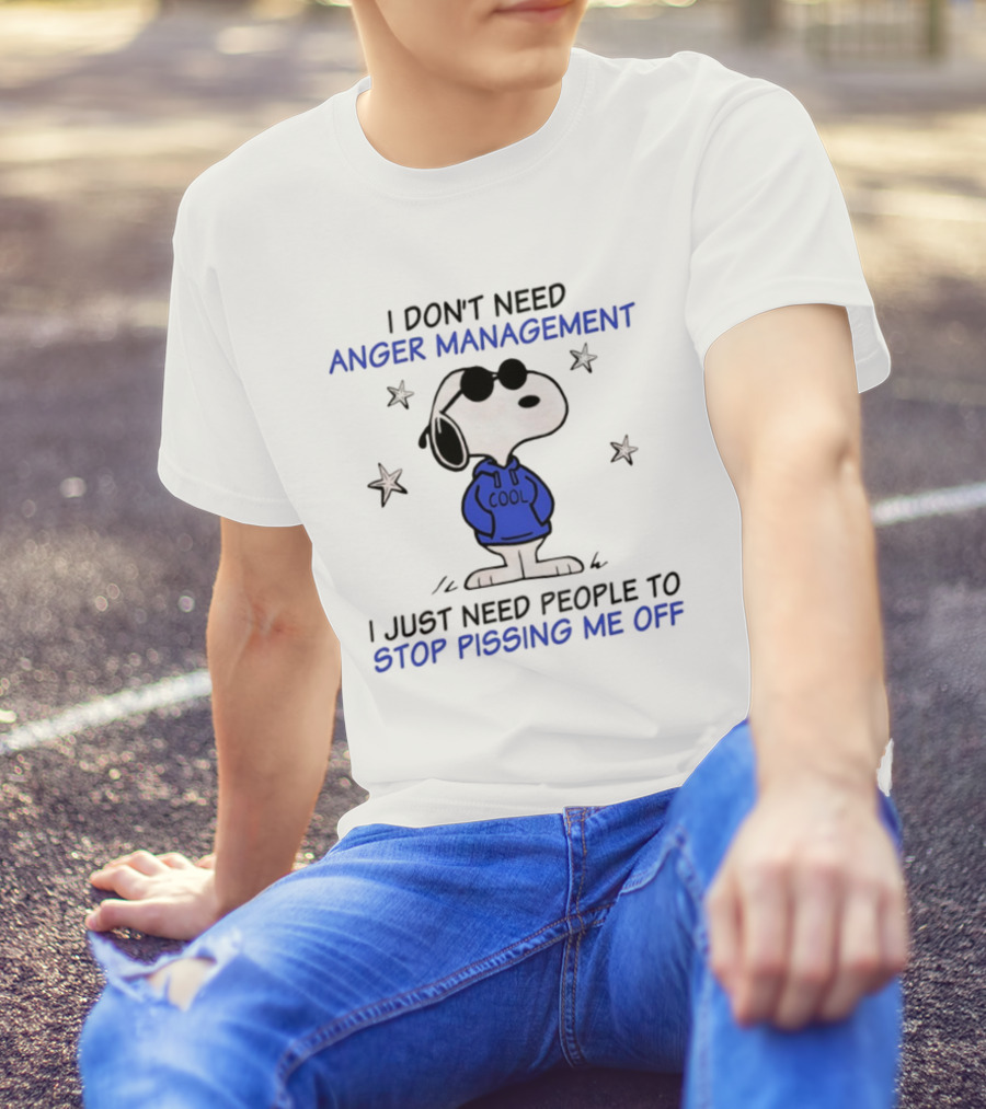 Snoopy Cool Attitude Anger Management Stop Pissing Me Off T-Shirt
