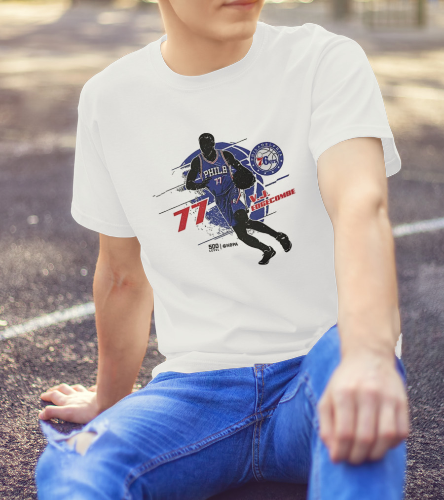 Philadelphia 76ers VJ Edgecombe Number 77 Basketball Player T-Shirt