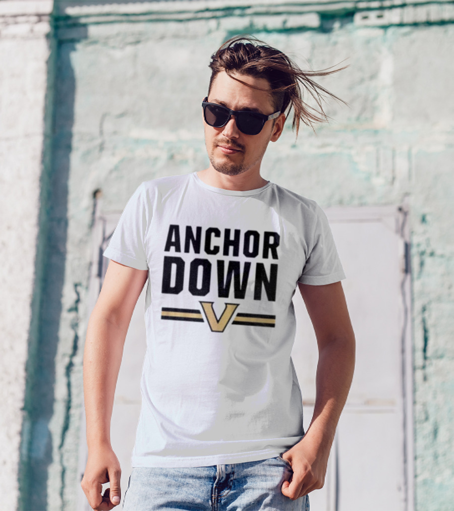 ANCHOR DOWN VANDERBILT COMMODORES V LOGO T-Shirt