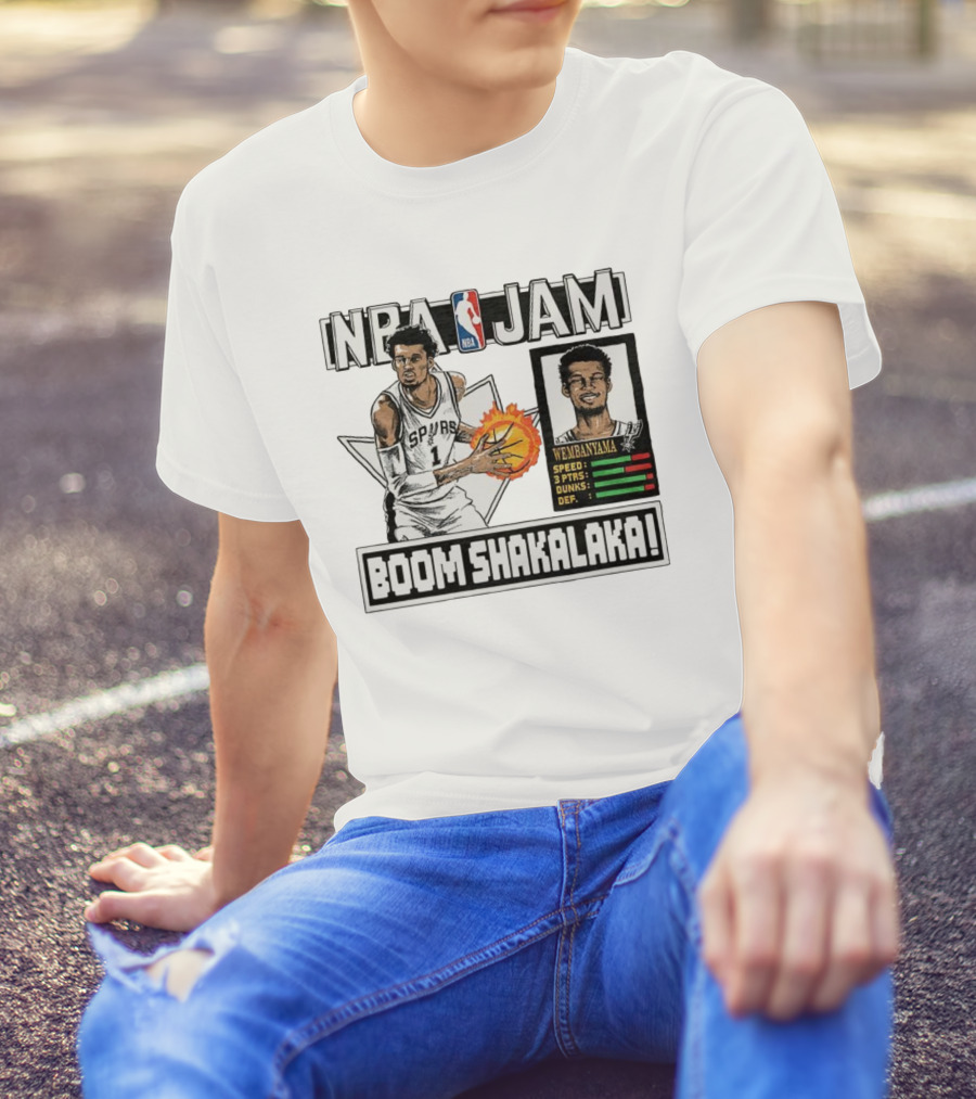 NBA Jam Boom Shakalaka Victor Wembanyama San Antonio Spurs T-Shirt