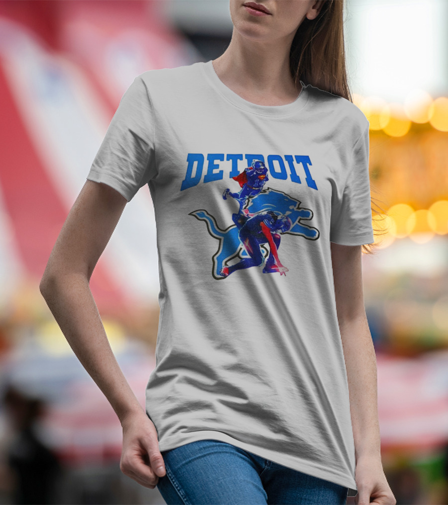 Detroit Lions Superman Crossover Athlete Leap T-Shirt