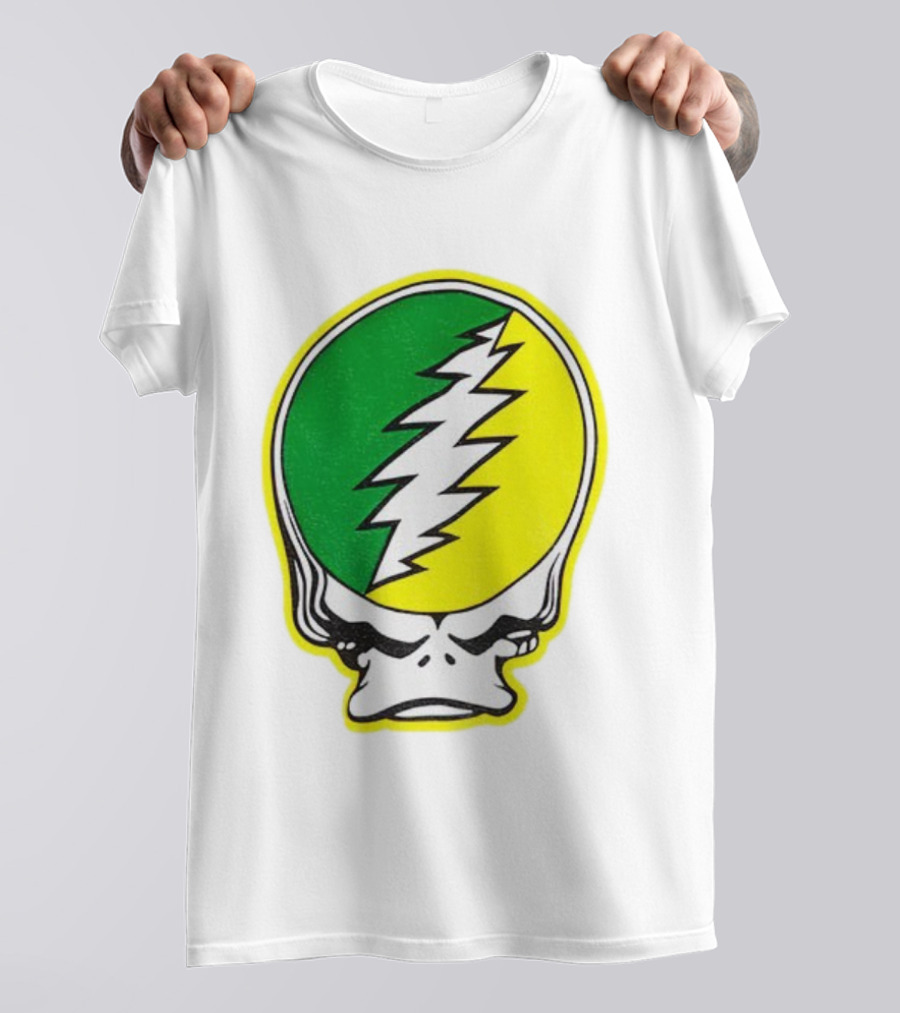 Grateful Ducks Grateful Dead Steal Your Face Green Yellow Bolt 26 T-Shirt