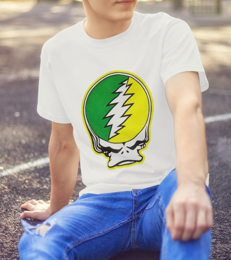 Grateful Ducks Grateful Dead Steal Your Face Green Yellow Bolt 26 T-Shirt