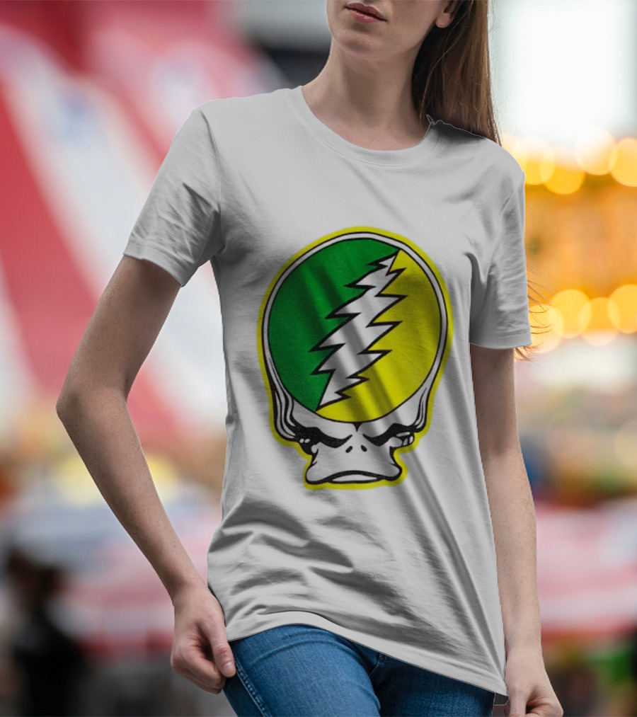 Grateful Ducks Grateful Dead Steal Your Face Green Yellow Bolt 26 T-Shirt