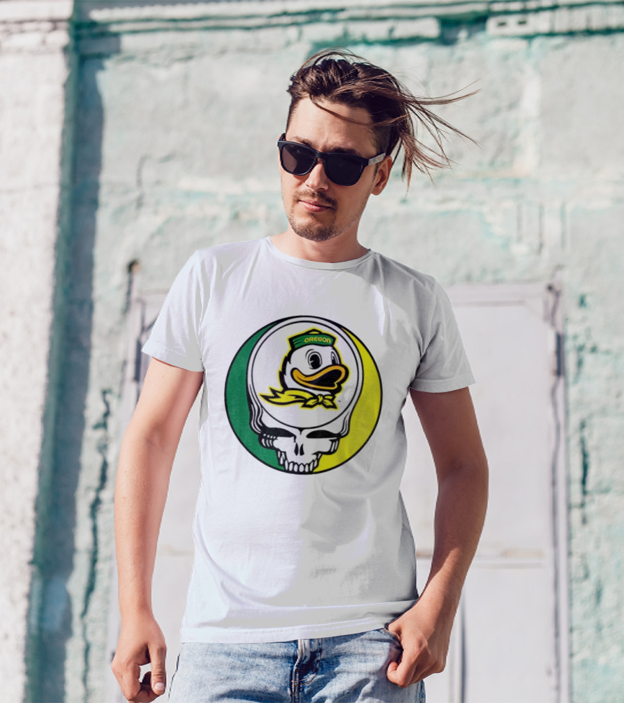 Grateful Ducks Oregon Ducks Grateful Dead Skull Icon Fusion T-Shirt