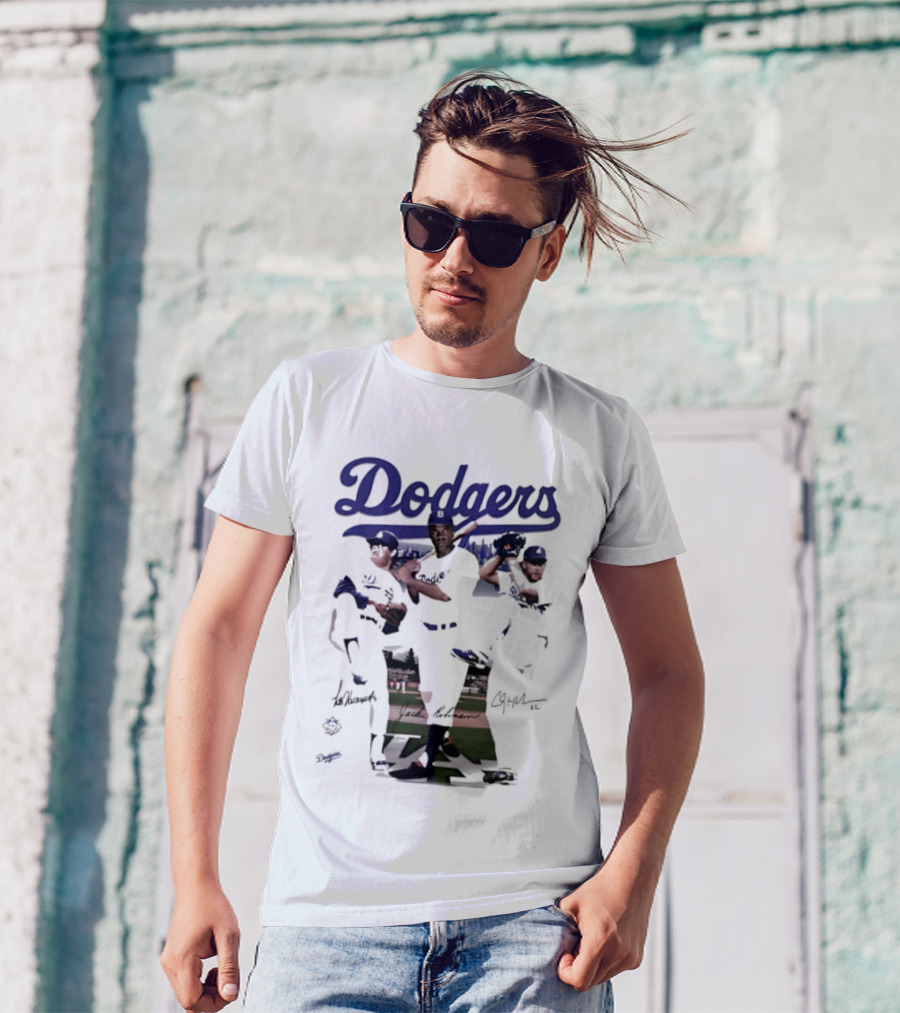 Los Angeles Dodgers Mookie Betts Steve Sax Clayton Kershaw Signatures Vintage Style T-Shirt