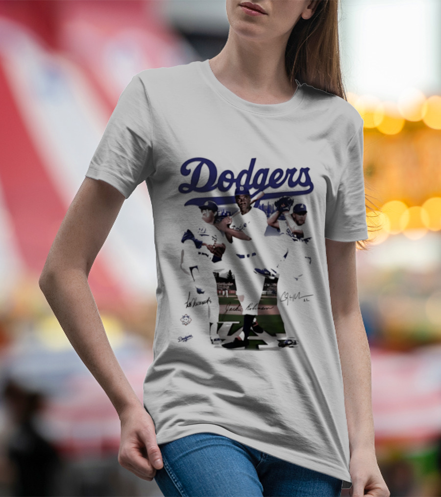 Los Angeles Dodgers Mookie Betts Steve Sax Clayton Kershaw Signatures Vintage Style T-Shirt